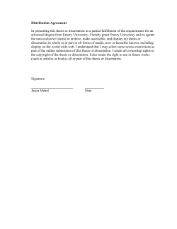 Distribution Agreement In presenting this thesis