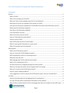 511 Pennsylvania Frequently Asked Questions Contents