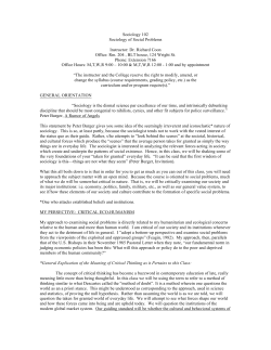 Sociology 102 Sociology of Social Problems Instructor: Dr. Richard