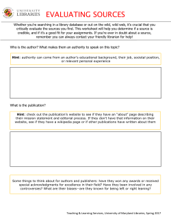 evaluating sources - University of Maryland Libraries