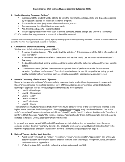Guidelines for Well-written Student Learning Outcomes (SLOs) 1