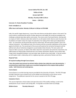 1 Course Outline POLI 376, Sec. A02 Politics of India January