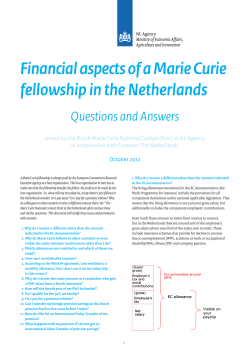 Financial aspects of a Marie Curie fellowship in the Netherlands