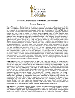 20TH ANNUAL SAG AWARDS&reg; NOMINATIONS ANNOUNCEMENT