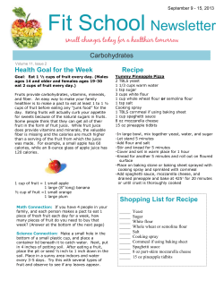 Fit School Newsletter - School Nutrition and Fitness