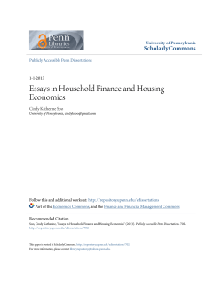 Essays in Household Finance and Housing Economics