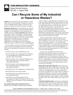 TCEQ RG-240 - Can I Recycle Some of My Industrial or Hazardous