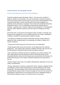 Coach maturity: An emerging concept