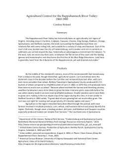 Agricultural Context for the Rappahannock River Valley: 1860-1900