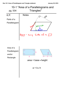 Geo 10-1 Area of Parallelogram and Triangle.notebook