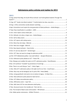 Admissions policy articles and replies for 2013 2013