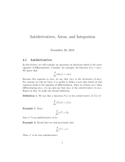 Antiderivatives, Areas, and Integration