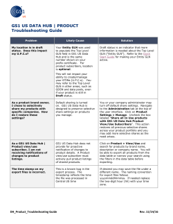 GS1 US DATA HUB | PRODUCT Troubleshooting Guide