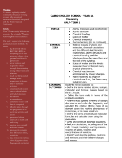 CAIRO ENGLISH SCHOOL - YEAR 11 Chemistry HALF