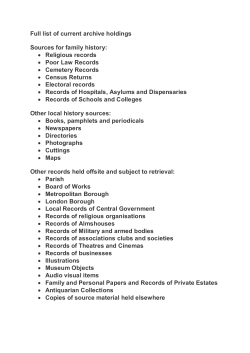 A full list of current archive holdings