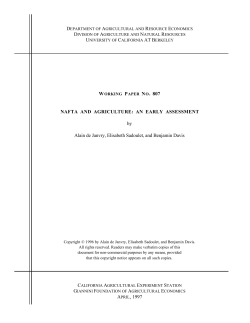 NAFTA AND AGRICULTURE: AN EARLY