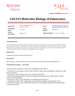 120:515 Molecular Biology of Eukaryotes