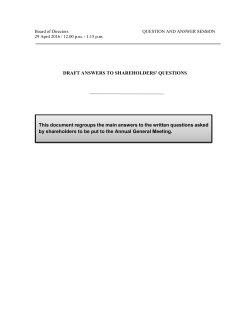 DRAFT ANSWERS TO SHAREHOLDERS` QUESTIONS This
