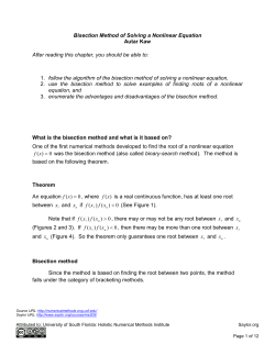 Bisection Method of Solving a Nonlinear Equation Autar Kaw After
