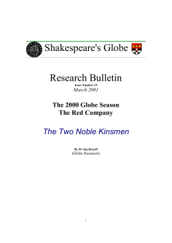 Shakespeare`s Globe Research Bulletin