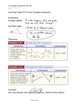 Learning Target 4.4: Prove triangles congruent