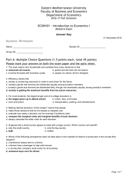 ECON101 2016-17 Fall Midterm Answer Key