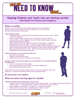 Helping Children and Youth who are feeling suicidal