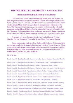 DIVINE PERU PILGRIMAGE &ndash; JUNE 18