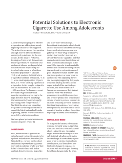 Potential Solutions to Electronic Cigarette Use Among