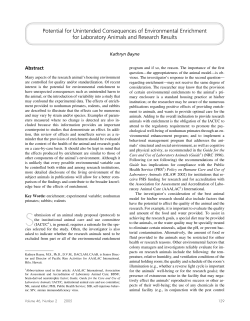 Potential for Unintended Consequences of Environmental