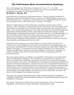 The Child Sexual Abuse Accommodation Syndrome