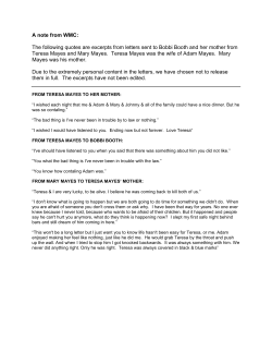 The following quotes are excerpts from letters sent to Bobbi Booth