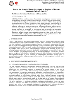 Issues for Seismic Hazard Analysis in Regions of Low to Moderate