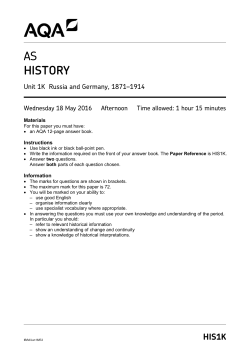 Russia and Germany, 1871 - 1914 June 2016