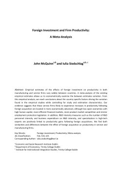 Foreign Investment and Firm Productivity: A Meta