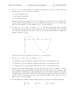 Math A1a (Calculus) Riemann sum and integration Dr. Mohamed