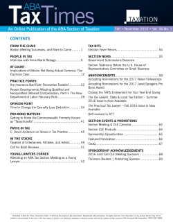 ABA Tax Times Vol 36 No 1 - American Bar Association