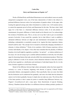 Csaba Olay Rorty and Shusterman on Popular Art Works of Richard