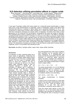 H2S detection utilizing percolation effects in copper oxide