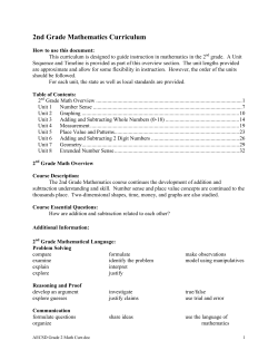 2nd Grade Mathematics Curriculum
