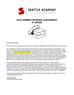 2016 SUMMER READING ASSIGNMENT 8th GRADE