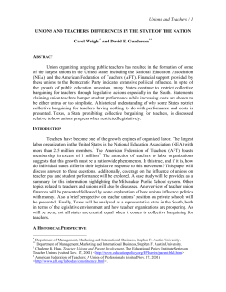 Unions and Teachers: Differences in the State of the Nation