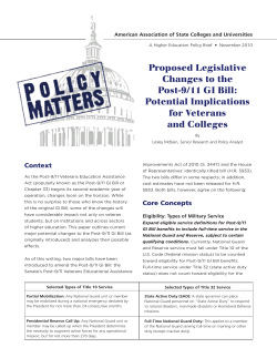 Proposed Legislative Changes to the Post-9/11 GI Bill