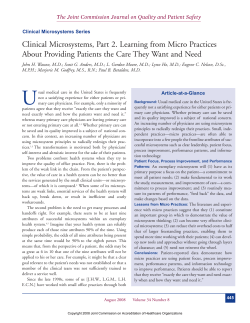 Clinical Microsystems, Part 2. Learning from Micro Practices About