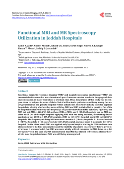 Functional MRI and MR Spectroscopy Utilization in Jeddah Hospitals