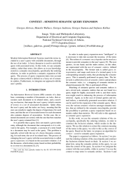 CONTEXT &ndash; SENSITIVE SEMANTIC QUERY EXPANSION Giorgos