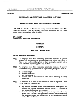 Mine Health and Safety Act: Regulations: Machinery and equipment