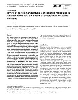 Review of sorption and diffusion of lipophilic molecules in cuticular