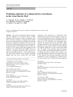 Predicting outbreaks of a climate-driven coral disease in the Great