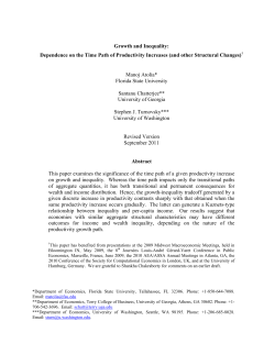 Growth and Inequality: Dependence on the Time Path of Productivity
